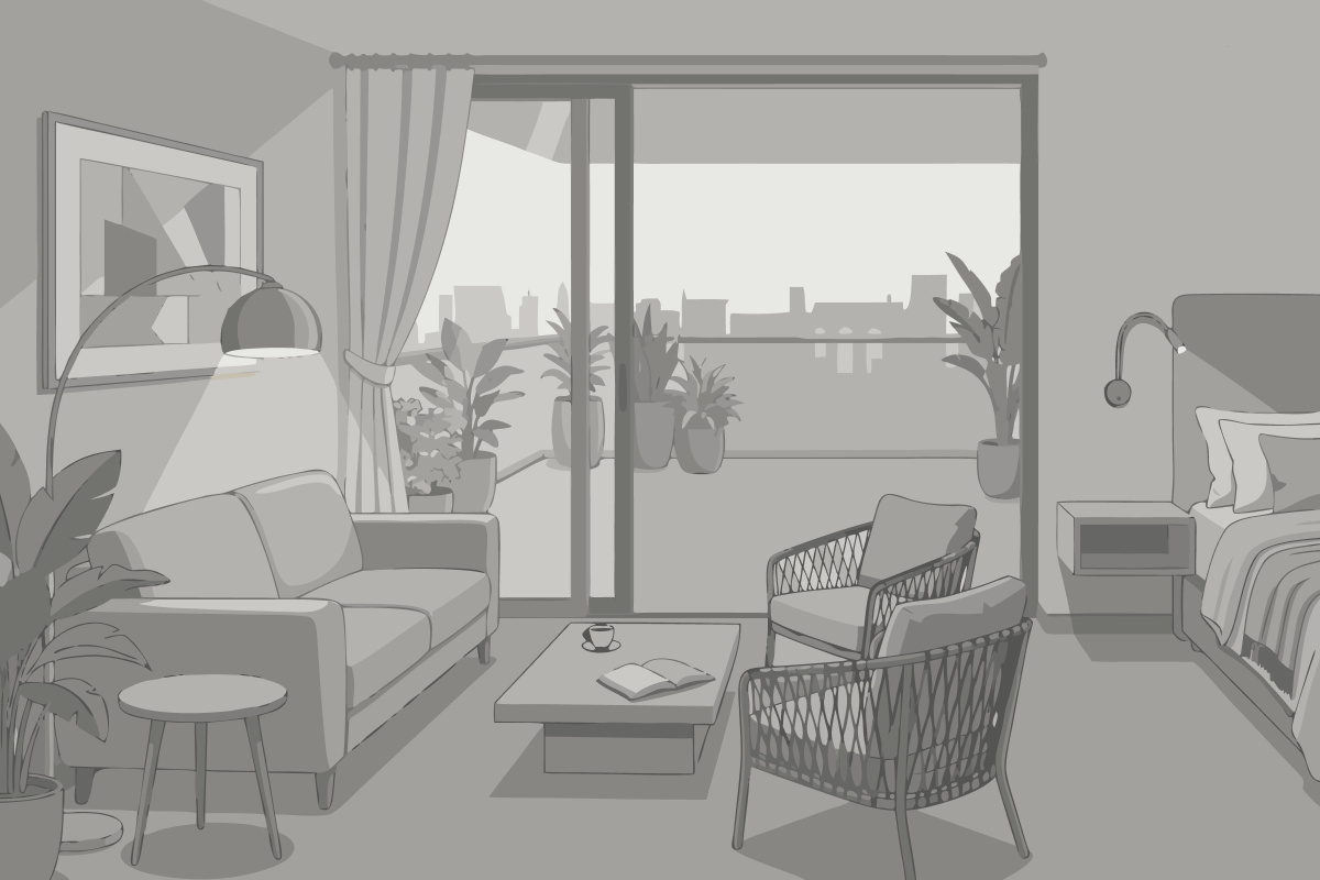 Larger King Room with City View and Sitting Area